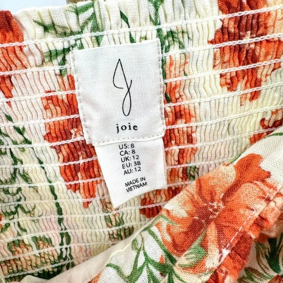 Joie Linen Floral Empire Dress with Pockets Size 8 Regency Cottagecore Prairie - Picture 9 of 12